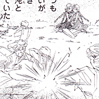 Sailor Lethe and Sailor Mnemosyne holding on to each other, watching the people of their planet in conflict.
